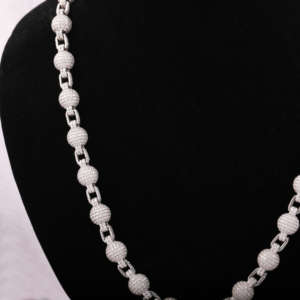 Collier chaîne de 22 pouces en argent 925 de luxe avec moissanite, design boule et maillons, style hip-hop, bijou statement - Product Image 2