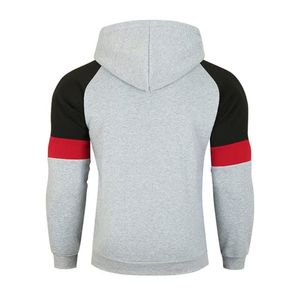 Sweat à capuche unisexe gris, bordeaux et orange en molleton bouclette, style décontracté pour l'automne, avec poches, coupe classique, sur mesure - Product Image 2