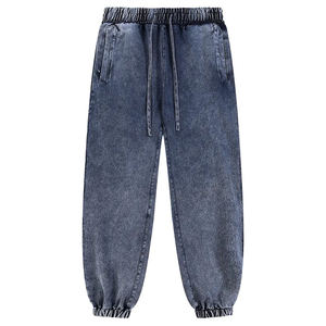 Joggers en denim droit 100% coton pour hommes, vente flash, qualité supérieure, respirant, écologique, multi-poches, design de logo personnalisé - Product Image 3