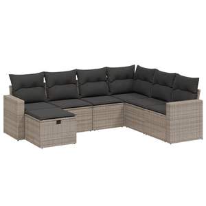 7-Piece Grey Poly Rattan and Powder-Coated Steel Garden <b>Sofa</b> <b>Set</b> - Product Image 2