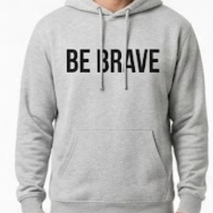 Sudadera con capucha para hombre en gris claro con estampado de "Be Brave", estilo casual de algodón - Ropa urbana moderna - Product Image 2