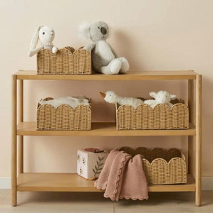 Panier de rangement en rotin festonné fait main, naturel, brun miel, brun foncé, personnalisé - Product Image 4
