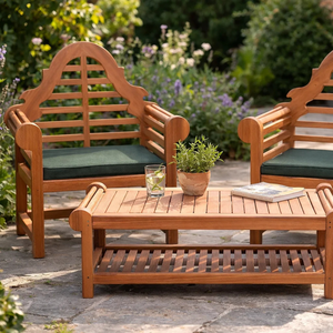 Teak Outdoor Furniture Set Wooden <b>Garden</b> Chairs with <b>Coffee</b> <b>Table</b> Patio Terrace Balcony - Product Image 1