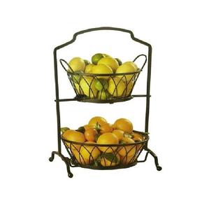 Panier à fruits en métal vintage moderne écologique de qualité supérieure avec un design de rangement multifonction à deux niveaux pour la maison et l'hôtel - Product Image 2