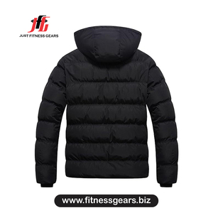 Chaqueta de invierno para hombre, cortavientos, con capucha, gruesa, de poliéster, informal, con cierre de cremallera. - Product Image 2