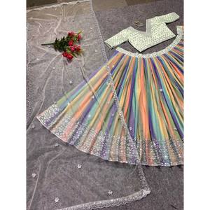 ชุดราตรีดีไซน์เนอร์ชุดราตรีลูกไม้แฟนซี lehenga choli สำหรับงานปาร์ตี้ - Product Image 4