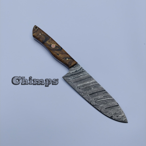 Couteau de chef de luxe de 8 pouces manche en bois PAKKA ergonomique fait à la main professionnel pointu conception en métal hacher la viande couteaux de cuisine - Product Image 6