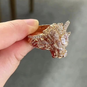 Bague Dragon Faite Main en Argent Sterling 925 avec Moissanite, Bijou Créature Mythique, Pièce Détachée Fantaisie Hip Hop Prong Iced Out - Product Image 5