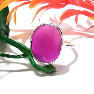 Pink Chalcedony <b>Ring</b>, Checker Cut Gemstone <b>Ring</b>, Sterling Silver Jewelry, Handmade Adjustable <b>Ring</b>, Fashion <b>Ring</b> for Women - Product Image 4