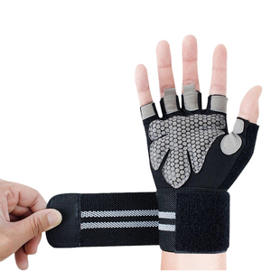<b>Half</b> Finger Fitness Gloves Black Mesh Breathable Non <b>Slip</b> Adjustable Wrist Strap Gym Training Weight Lifting Unisex - Product Image 4