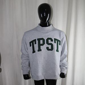 Sweat-shirt d'hiver CLUSH SPORTS à capuche et demi-zip en coton 100% gris chiné avec broderie appliquée verte TPST - Product Image 3