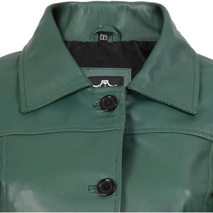 Abrigo Largo de Cuero Genuino para Mujer, Elegante Gabardina Larga, Ropa al por Mayor Personalizada OEM - Product Image 5