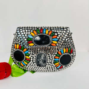 Antique Silver <b>Rainbow</b> Style Gold-Plated Aluminium Shoulder Bag Handcrafted Modern Polished Sculpture Sling Purse Women Girls - Product Image 4