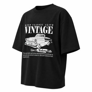 เสื้อยืดโอเวอร์ไซส์ลายรถคลาสสิก ทรงหลวม ไหล่ตก แขนสั้น สไตล์ลำลอง สตรีทแฟชั่น เป็นมิตรกับสิ่งแวดล้อม - Product Image 6