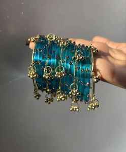 Wholesale Indian Style Trendy Geometric Imitation Pearl Churiya Kashmiri <b>Bangle</b> Set Wedding Handmade <b>Copper</b> Alloy Bridal <b>Bangles</b> - Product Image 6