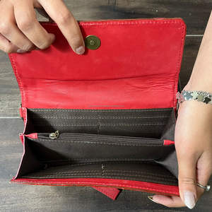 Cartera de Cuero Vacuno con Diseño Floral y Cuadros, Hecha a Mano, con Correa para la Muñeca, para Uso Diario, Último Modelo 2026 - Product Image 6