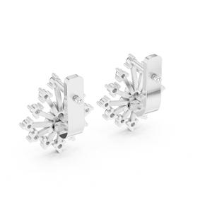 Pendientes de Aro con Diamantes Cultivados en Laboratorio CVD, Plata 925, Certificación VDS IGI, Corte Brillante |   Pendientes de Diseño Floral 5G de Moda para Mujer - Product Image 2