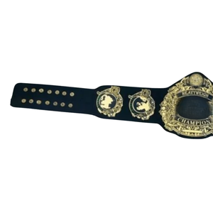 Ceinture de champion poids lourd, titre personnalisable en cuir, design noir et or, objet de collection de lutte haut de gamme - Product Image 4