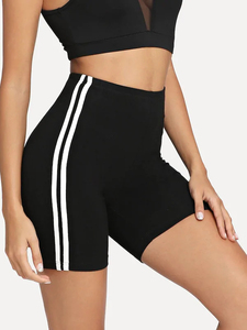 <b>Women</b> High Waisted Biker <b>Shorts</b> Side <b>Stripe</b> Gym Workout <b>Shorts</b> Stretch Fitness <b>Shorts</b> OEM Supplier - Product Image 3