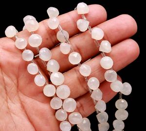 Perles de pierre de lune blanche facettées ovales semi-précieuses 8 mm, brin de 9 pouces pour la fabrication de bijoux, cadeau pour elle - Product Image 3
