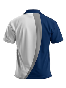 Men's Blue <b>White</b> Solid Front Printed Shirt Short Sleeve Digital Printing Jersey Knitted Breathable Quick Dry OEM Service - Product Image 4