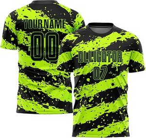 Camiseta de Fútbol Sublimada Personalizada Alligator para Hombre, Manga Corta, Cuello Redondo, Absorbe la Humedad, Verde y Negro, Ropa Deportiva de Equipo - Product Image 1