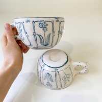 Mug à café en céramique artisanale avec motif naturel, finition rustique émaillée, fabriqué par Universal Overseas