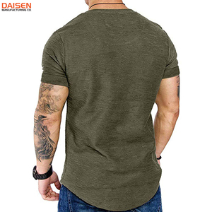 Camiseta de hombre con logo personalizado, corte ajustado, color liso, manga corta, informal, transpirable, de algodón, venta al por mayor, OEM, ODM, ropa. - Product Image 2
