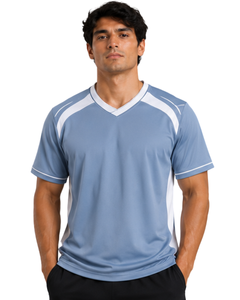 Light Blue <b>White</b> Men Performance V Neck T Shirt Short Sleeve Sports Jersey Breathable Quick Dry Custom Athletic Gym Training <b>Tee</b> - Product Image 1