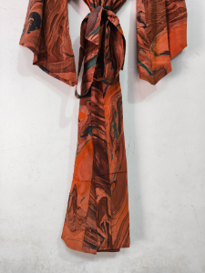 Luxury Silk Saree <b>Tie</b> Die Kimono Robe Bikini Cover Up Night Wear Long Robe, Handmade Indian <b>Vintage</b> Recycled Silk Sari Kimono, - Product Image 4