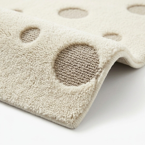 Modern Beige Polka Dot Bath Rug Plush Tufted Non-Slip Rectangle Floor <b>Mat</b> for Bathroom - Product Image 4