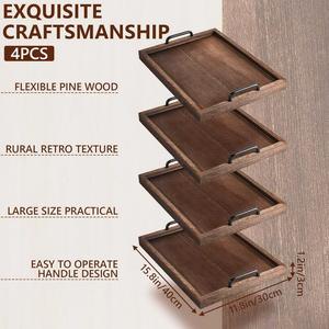 Bandeja de Servir de Madera Directa de Fábrica, Bandeja de Madera Maciza Premium para Desayuno, Té, Café, Otomana, Plato de Exhibición - Product Image 3