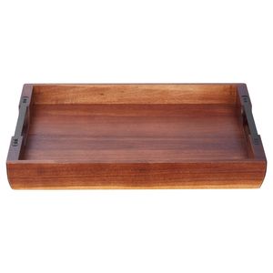 Vassoio di Servizio in Legno di Acacia con Manici, Vassoio Rustico Decorativo per Colazione e Servizio a Letto - Product Image 4