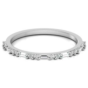 Anillo de compromiso de oro de 10K con corte brillante redondo de Diamante Real con anillo apilable de diseño simple Baguette de fabricante verificado - Product Image 2