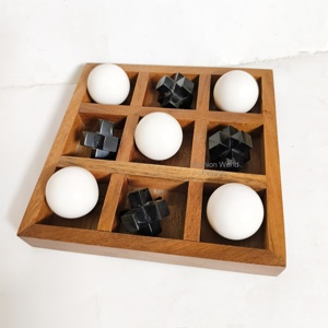 Thủ công bằng gỗ Tic Tac Toe trò chơi thiết lập với <span class=keywords><strong>3D</strong></span> màu đen vượt qua Trắng Spheres trang trí bàn cà phê Hội Đồng Quản trị trò chơi cho người lớn & trẻ em - Product Image 4