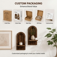 Étagère murale en bois cintrée, style bohème, en bois massif, support mural décoratif pour bougies, pour salon