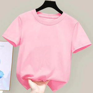 Camiseta de 180 g/m², 100 % algodón, para niños y niñas, nueva camiseta de verano 2024, camiseta de manga corta para mujer, estilo lindo, color blanco sólido. - Product Image 3