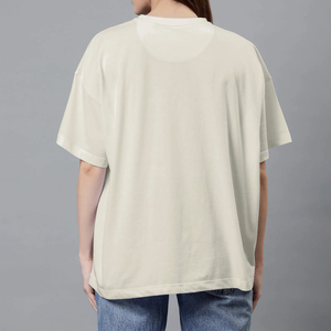 Camiseta de Verano para Mujer, Holgada, Transpirable, con Logotipo Personalizado, Tejido Liso Reforzado, 100% Algodón, OEM - Product Image 2