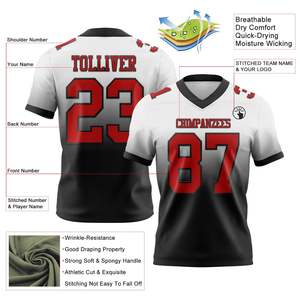 Camiseta de Fútbol Blanca Personalizada, Malla Roja y Negra, Auténtica, a la Moda, de Alta Calidad, Transpirable, Ropa Deportiva, Rendimiento Atlético - Product Image 2