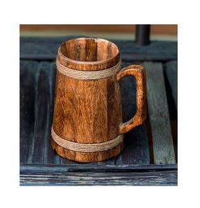 Tasse en bois à bas prix, tasse viking de luxe moderne en bois et acier inoxydable avec poignée, tasse en bois pour sublimation pour usage en cuisine - Product Image 1