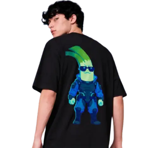T-shirt graphique oversize pour homme, col rond, manches courtes, imprimé dos motif dessin animé, coupe ample, streetwear décontracté, vêtements de mode personnalisés - Product Image 2