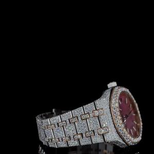 Custom <b>Men</b> Street Bling Iced Out Moissanite Diamond <b>Quartz</b> Movement Stainless Steel Fashion <b>Watch</b> Antique Business Glass Dial - Product Image 3