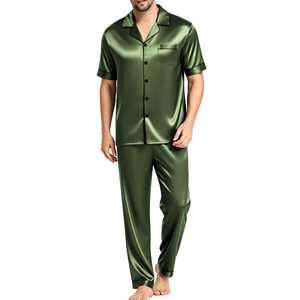 Ensemble de pyjama en soie satinée de qualité supérieure pour hommes, produit le plus vendu, séchage rapide, respirant, vêtements de nuit pour hommes - Product Image 1