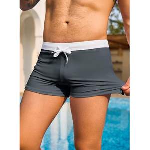 ชุดว่ายน้ำผ้าโพลีเอสเตอร์ยืดได้มีกระเป๋าสำหรับผู้ชายกางเกงว่ายน้ำลำลองผ้าโพลีเอสเตอร์เซ็กซี่แบบมีเชือกผูกเอวยางยืดมีซิปสำหรับผู้ชายสำหรับ2025 - Product Image 2
