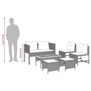 Juego de sofás de jardín de ratán sintético gris y azul marino de 6 piezas - Product Image 5