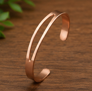 Bracelet manchette ouvert en cuivre pur, à découpe parallèle, design raffiné, cadeau promotionnel original - Product Image 3