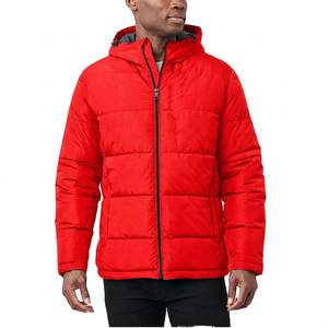 <b>Men's</b> Hooded <b>Jacket</b> Winter Casual Windproof Polyester Wadding Zipper Solid Color Regular Fit - Product Image 6
