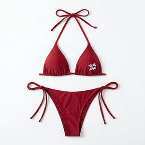 Conjunto de Bikini de 2 Piezas para Mujer, Diseño Personalizado de Lujo para Verano, Sexy, Espalda Descubierta, con Logotipo Frontal, Transpirable, de Secado Rápido, Ropa de Playa - Product Image 3