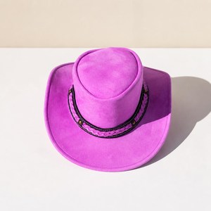 Sombrero Vaquero de Cuero Rosa de Primera Calidad, Personalizado, para Mujer, Ala Ancha, Estilo Western, para Festivales, Rodeos y Disfraces - Product Image 3