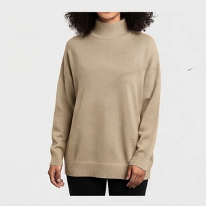 Suéter Oversize Personalizado para Mujer, Cuello Alto Simulado, Mezcla de Algodón, Corte Holgado, Manga Larga, Venta al Por Mayor de Fábrica - Product Image 1